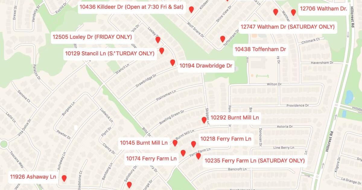 Map for Garage Sales at Dominion at Panther Creek Garage Sale this