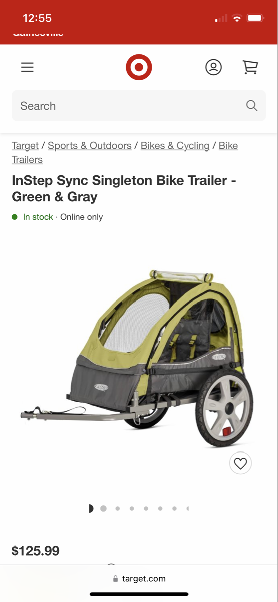 Instep Sync Singleton Bike Trailer - Green & Gray : Target