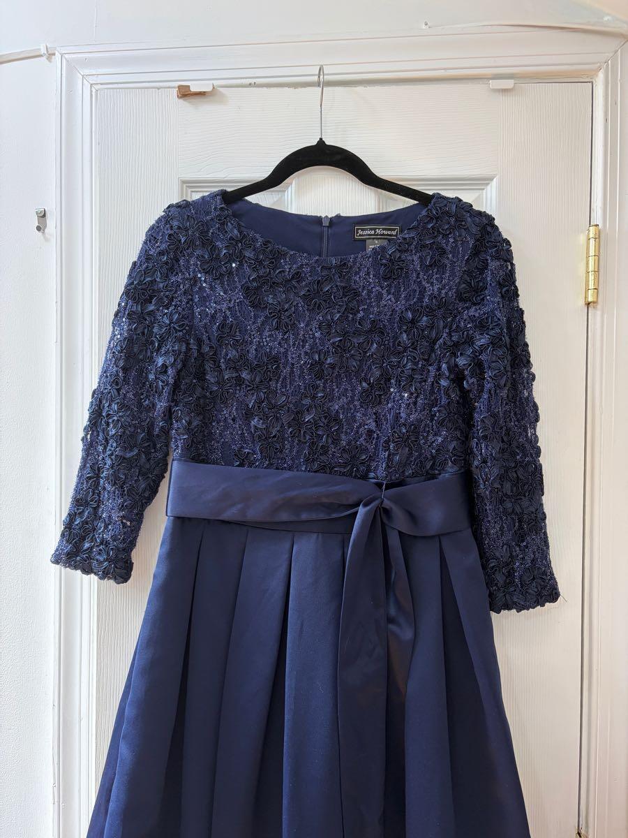 green emerald velvet dress NWT Jessica Howard Formal Cocktail Dress Navy Blue Chiffon Sequence Mi   Mrs. Busy Bee Forgotten Treasures