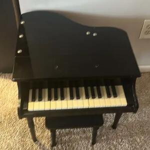 30-Key Kids Grand Piano Mini Music Instrument for Toddler with Wood Bench Black