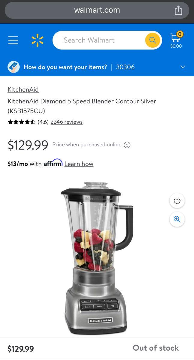 KitchenAid Diamond 5 Speed Blender Contour Silver (KSB1575CU