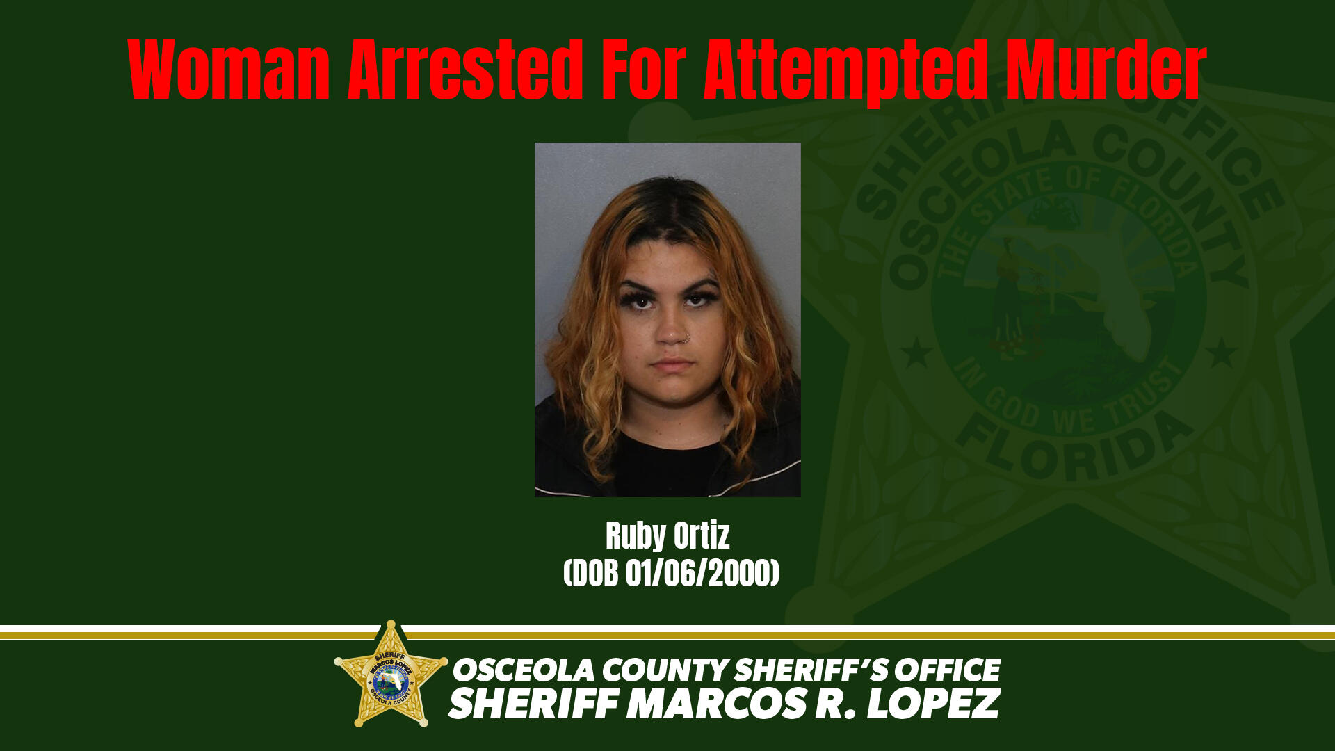 Woman Arrested For Attempted Murder Osceola County Sheriffs Office — Nextdoor — Nextdoor