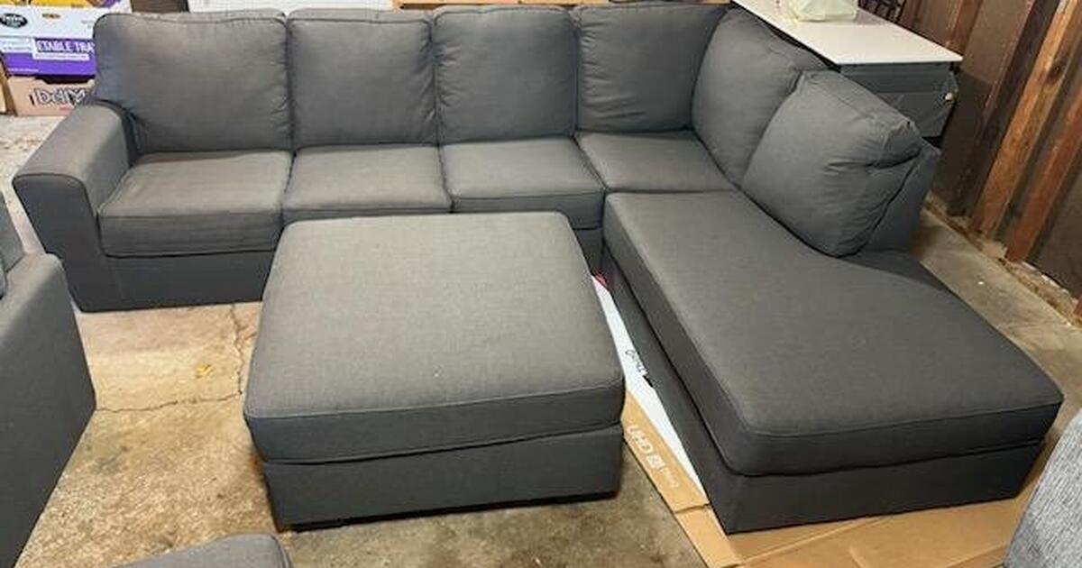 Charcoal Grey Sectional Chair/ottoman/ Macys for 1500 in Edina