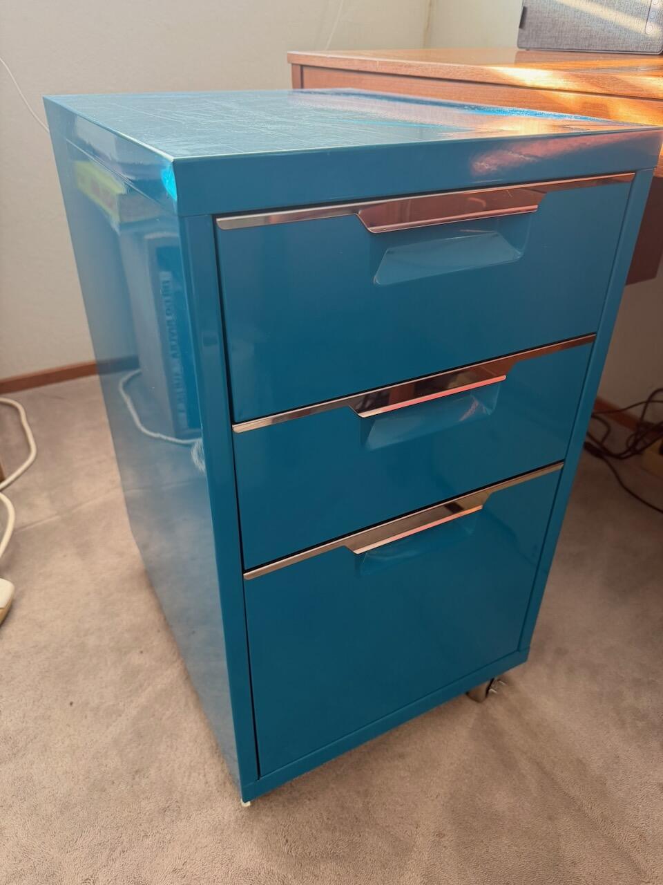 CB2 TPS Teal 3-Drawer Filing Cabinet On Wheels For $75 In San Francisco, CA  | For Sale & Free  Nextdoor