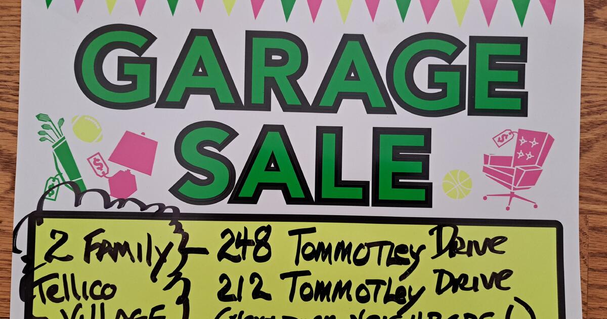 Garage SaleJune 10; 9am to 130pmTellico Village 2 Family Sale248 & 212 Tommotley Dr. for 1