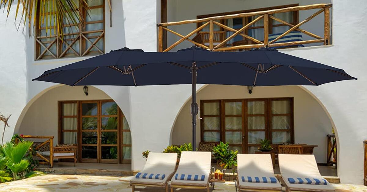 LE CONTE 15ft Large Patio Umbrellas DoubleSided Market Table Umbrella