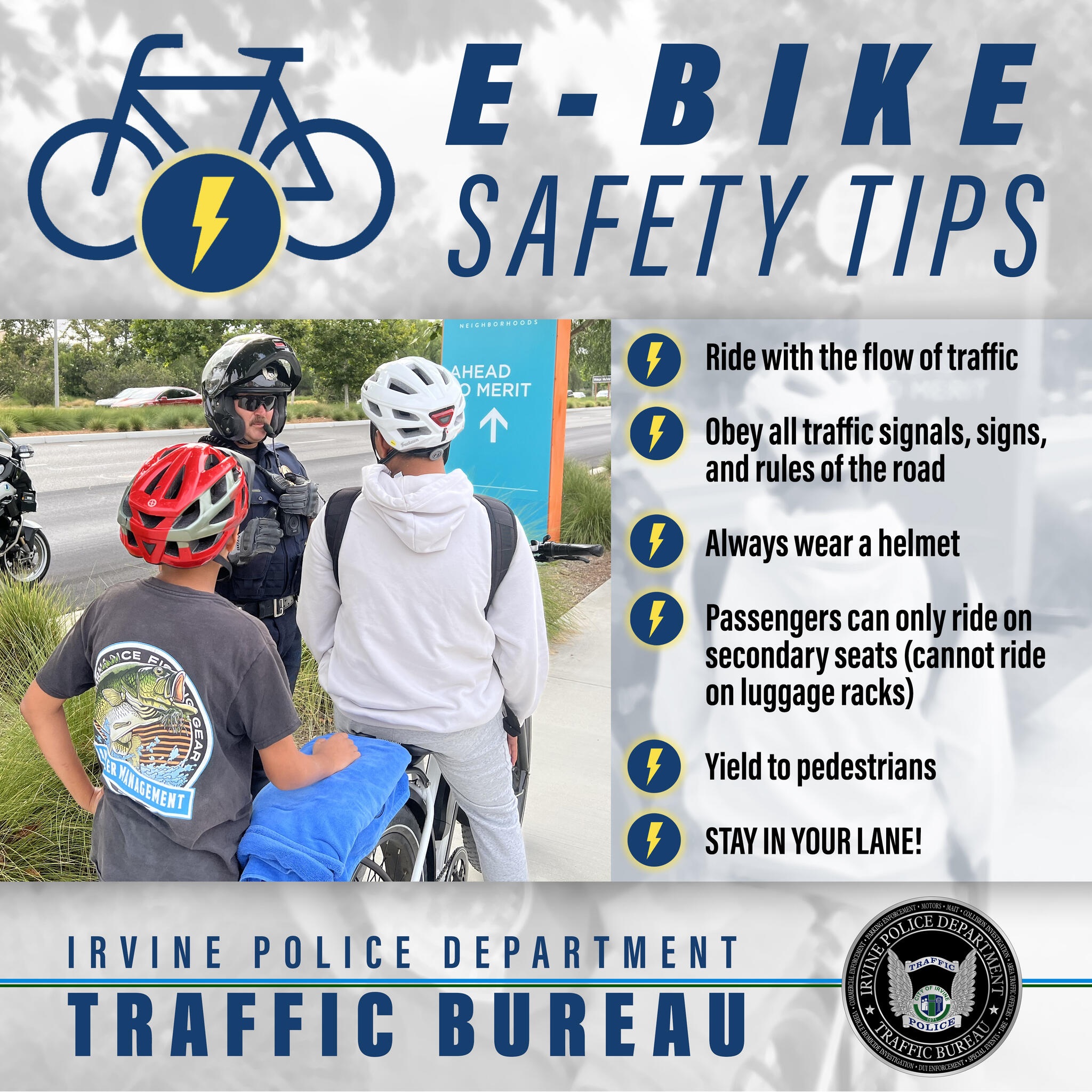 Electric Bike Safety (Irvine Police Department) — Nextdoor — Nextdoor