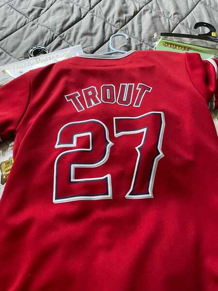 Boys Majestic Br& Mike Trout Jersey Size S For $10 In Tustin, CA