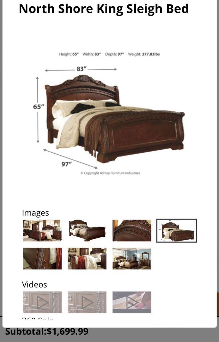 North Shore King Sleigh Bed -FREE