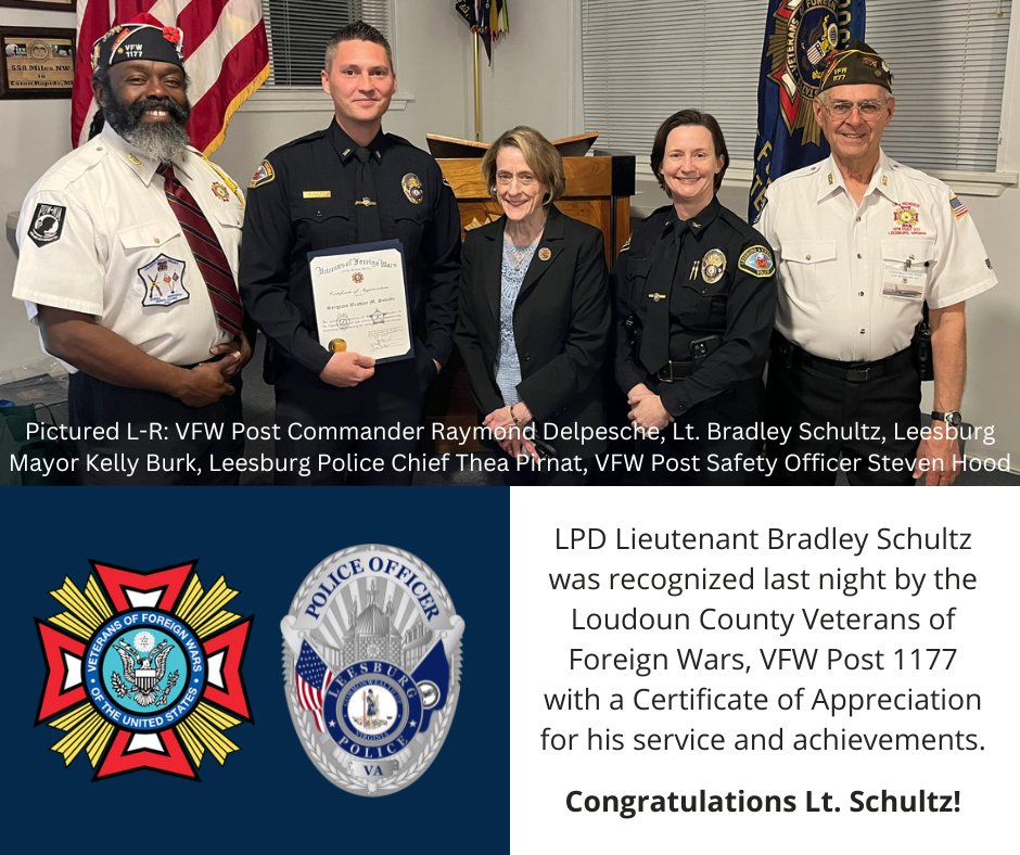 LPD Lieutenant Bradley Schultz was recognized last night by the Loudoun ...