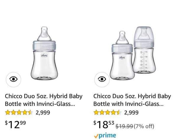 Chicco Duo 5oz. Hybrid Baby Bottle with Invinci-Glass Inside and
