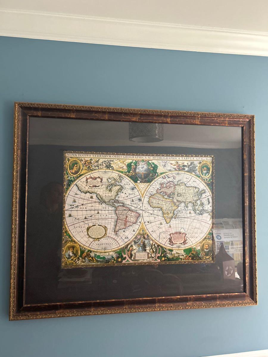 Framed Vintage World Map