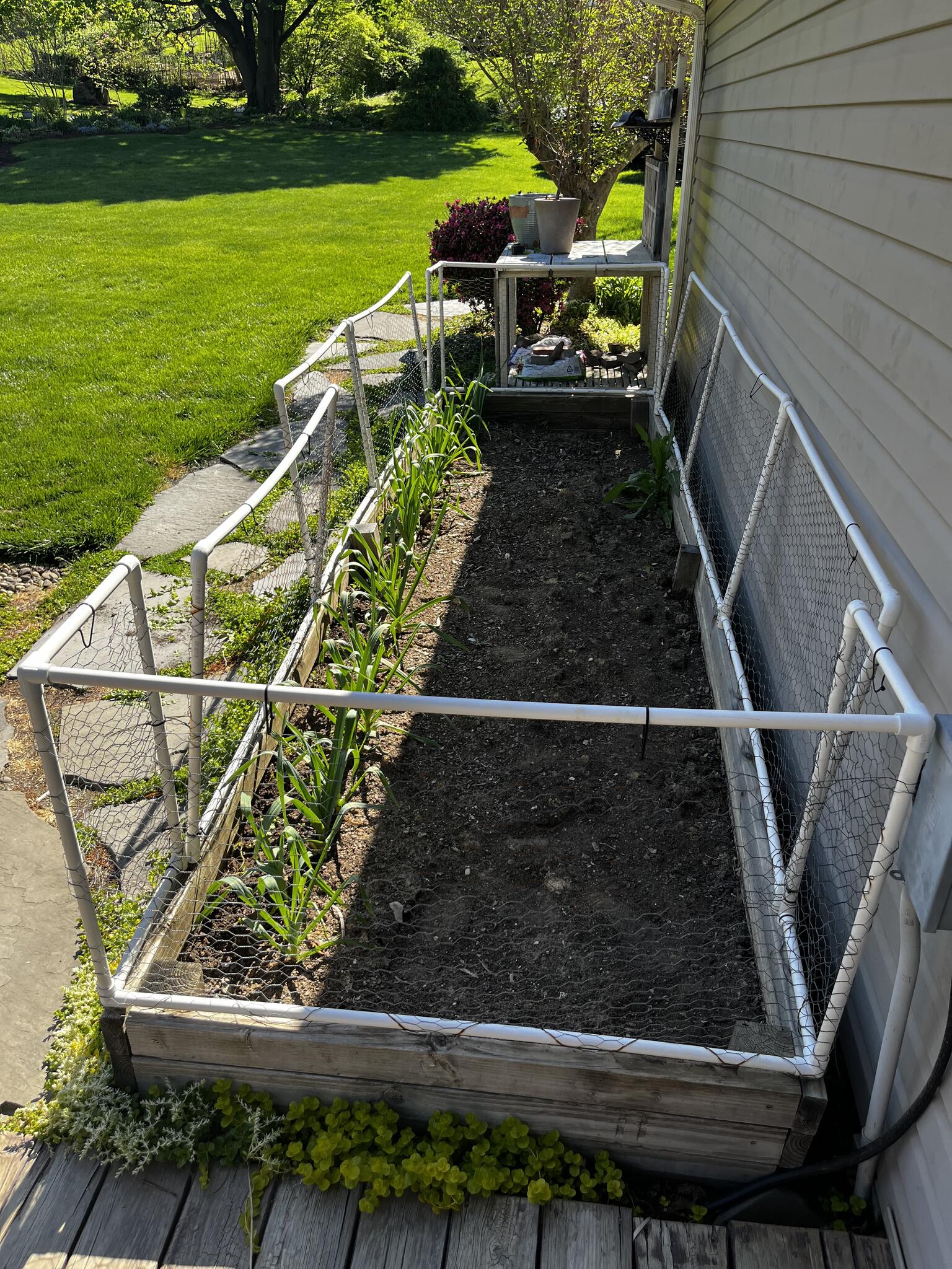 PICKED UP ALREADY FREE garden PVC railing to keep out bunnies for