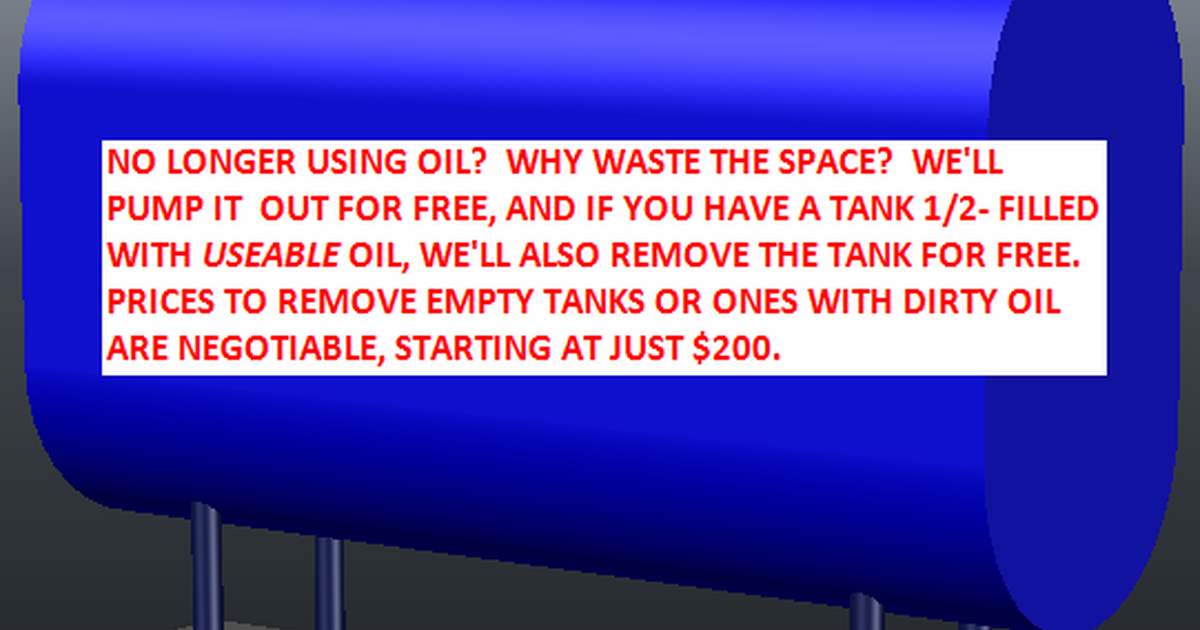 NEIGHBOR SERVICE REMOVAL OF UNUSED HEATING OIL for Free in Drexel