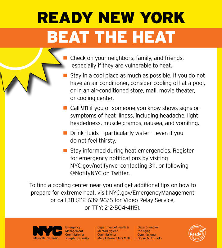 Cooling Centers Open Through July 4 (New York City Emergency Management