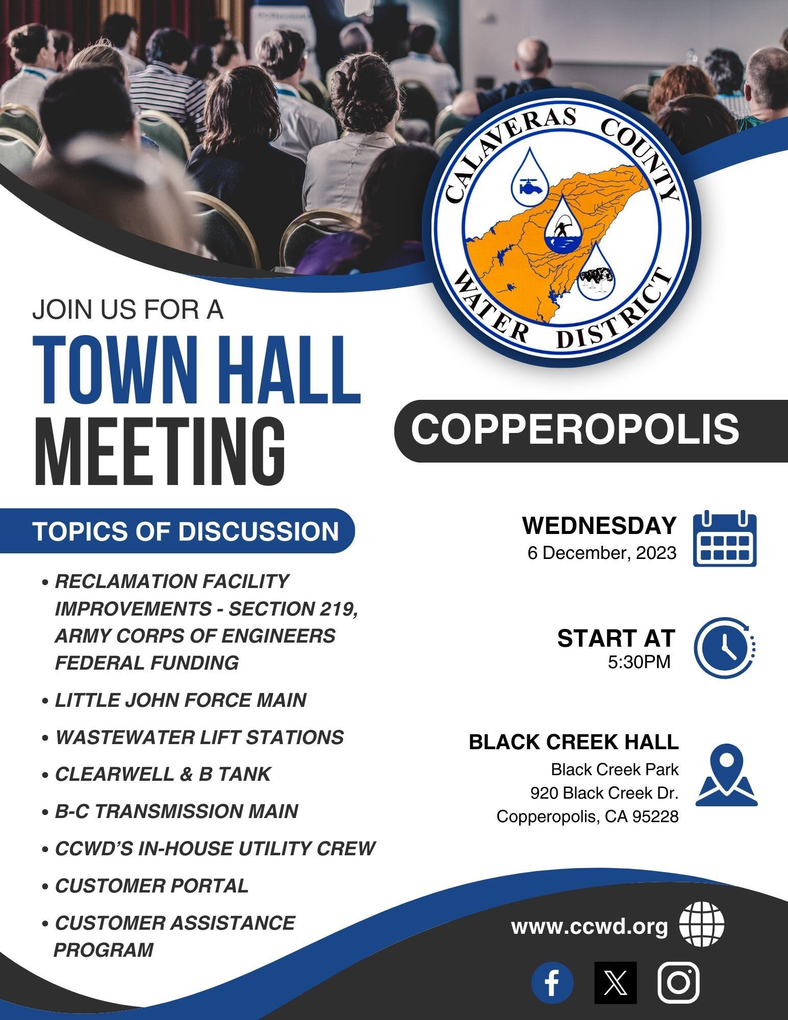 Calaveras County Water District is hosting a town hall meeting for the