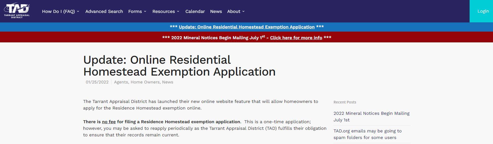 Online Residential Homestead Exemption Application Tarrant Appraisal District — Nextdoor 5676