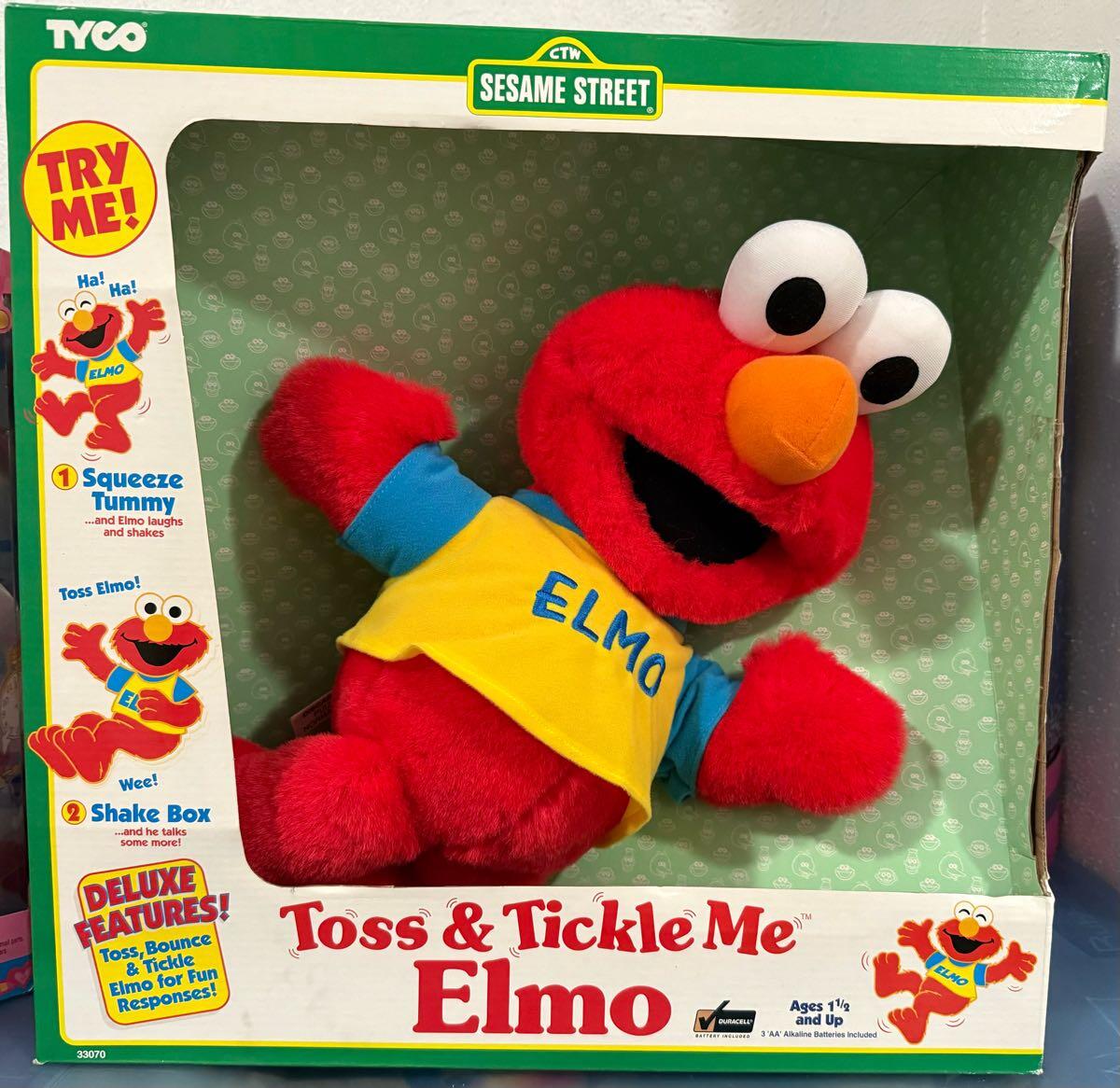 VINTAGE Tyco Toss and Tickle Me Elmo Plush Doll 1997 Tyco 14" Sesame Street NIB