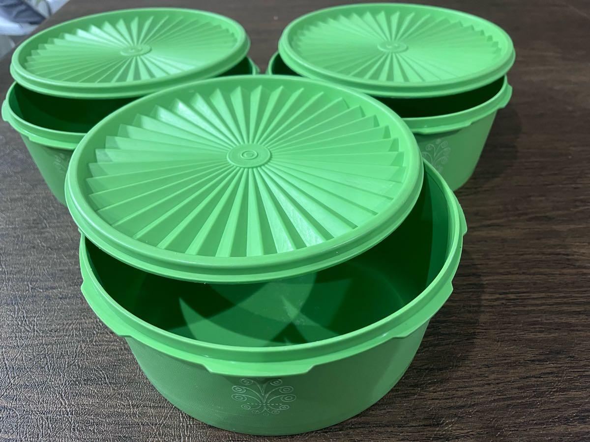 Set of Green Plastic Tupperware Containers