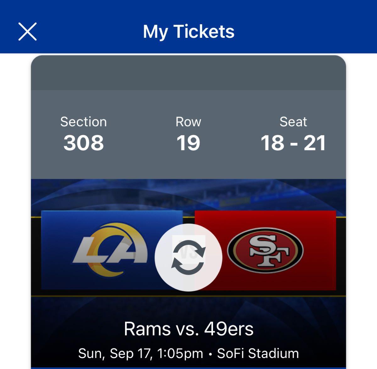 Charitybuzz: SF 49ers vs. LA Rams on Sunday, Sept. 17 at SoFi