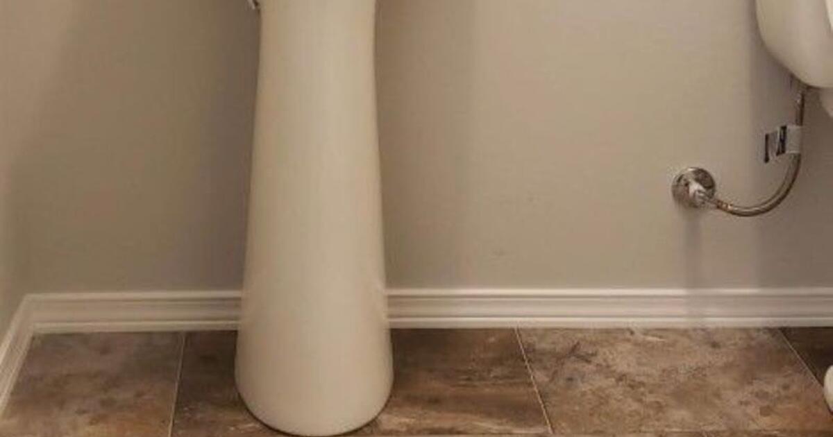 Pedestal Sink With Moen Faucet In Brushed Nickel for 20 in Maple