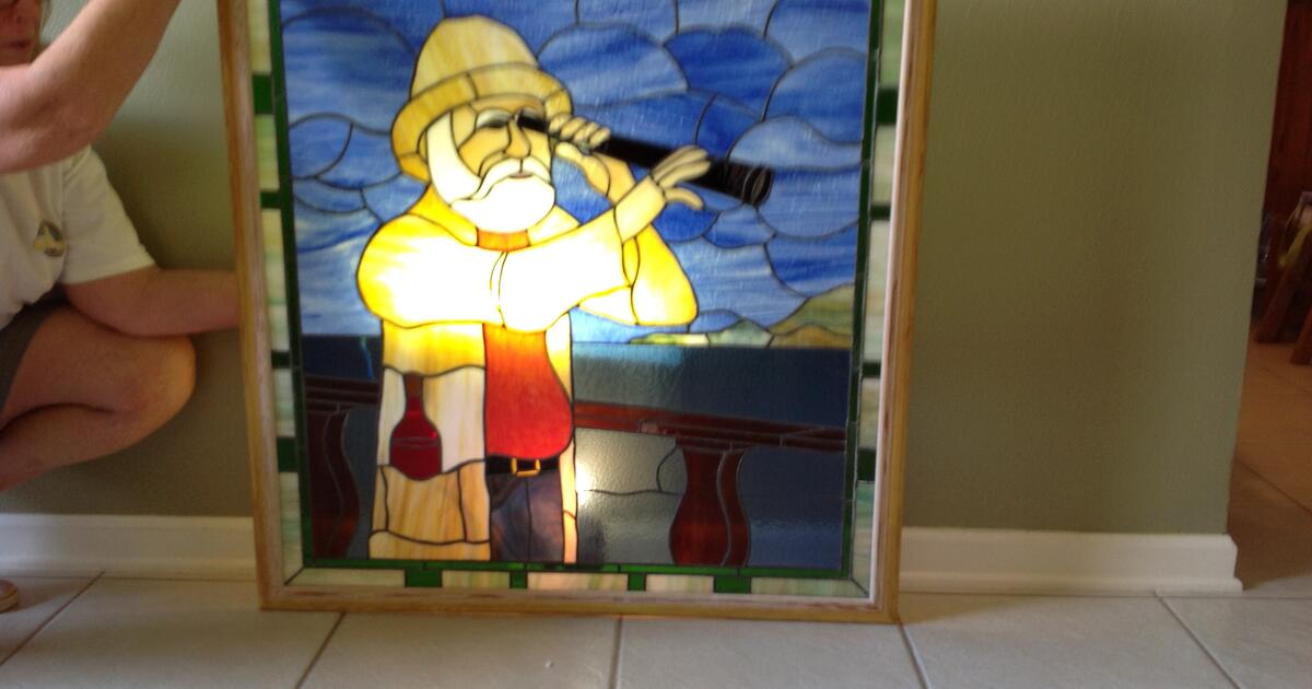 ♻️LARGE STAINED GLASS♻️OVER 3 FEET BY 3 FEET♻️Framed and Signed ️ for