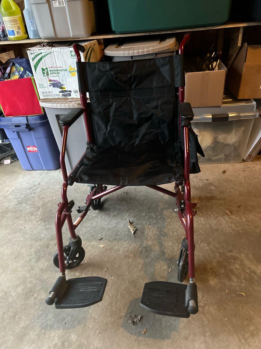 19 inch Steel Walgreens Transport Folding Wheel Chair Hardly Used! was