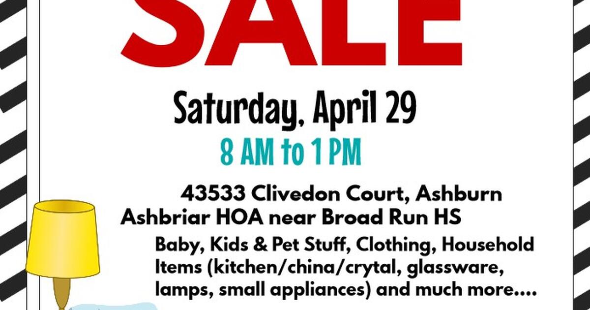 HUGE/MEGA YARD SALE ASHBURN Sat April 29 8 am 1 pm for Free in