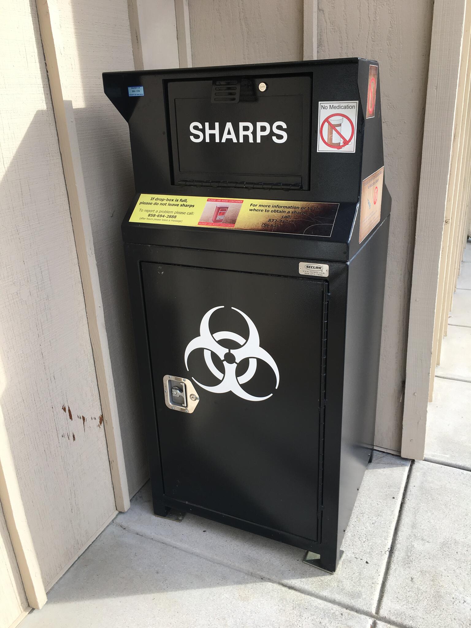 Prescription and Sharps Drop Off Boxes at Lakeside Substation (San