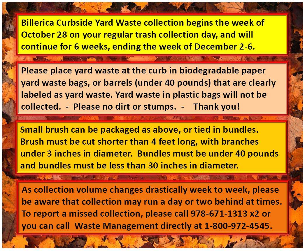 Curbside Yard Waste Collection (Town of Billerica) — Nextdoor — Nextdoor