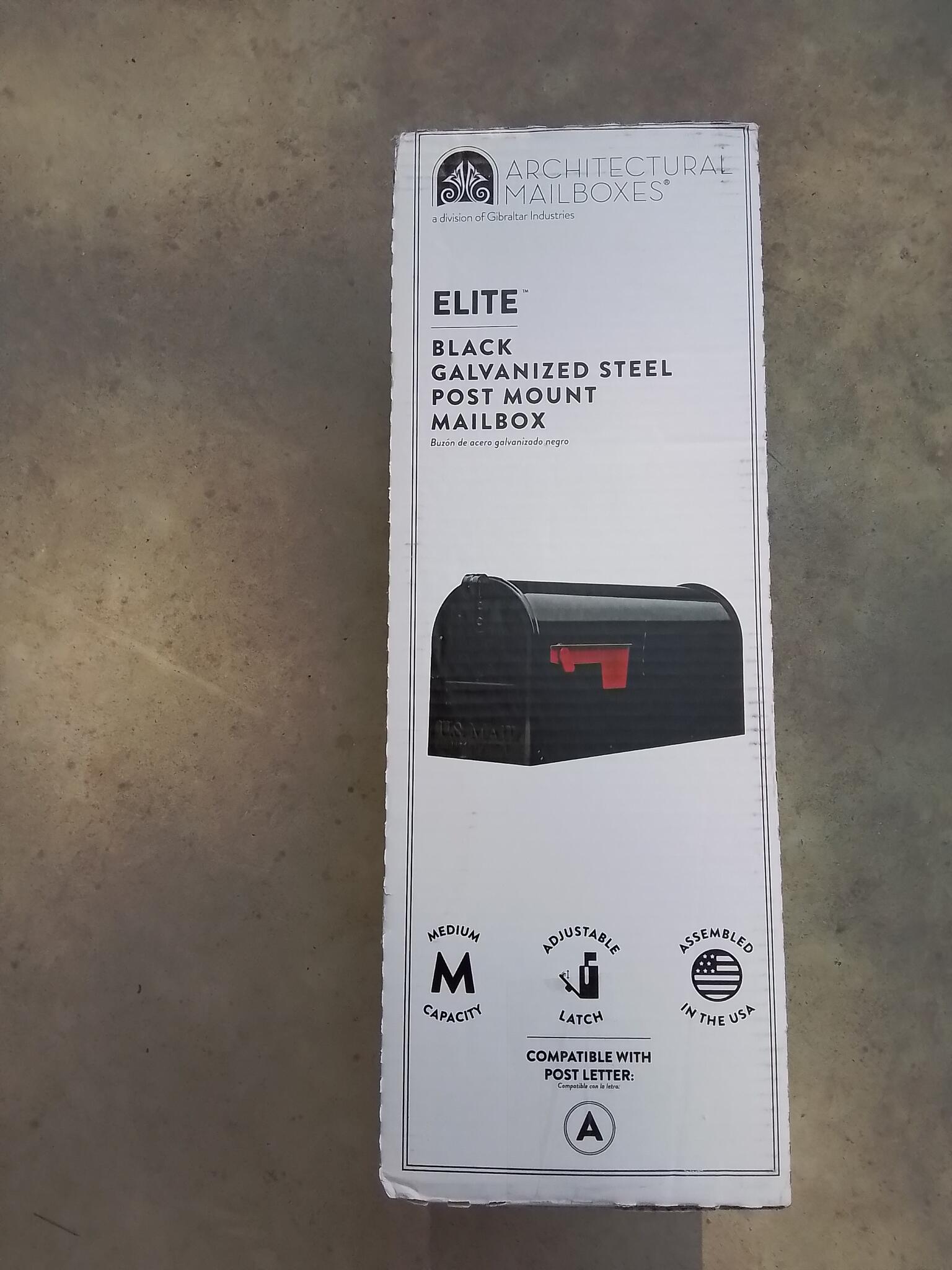 Elite Black Galvanized Steel Post Mount Mailbox