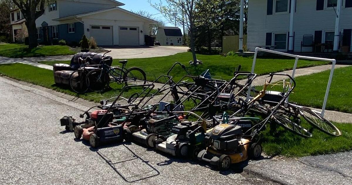 Lawnmowers, bikes, weed eaters and couch will be out until trash pickup