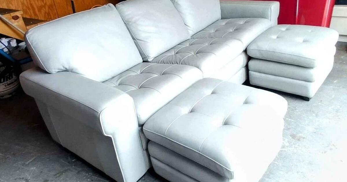 SOFA COUCH & 2 OTTOMANS LEATHER HAVERTYS SATURN COLLECTION for 999 in