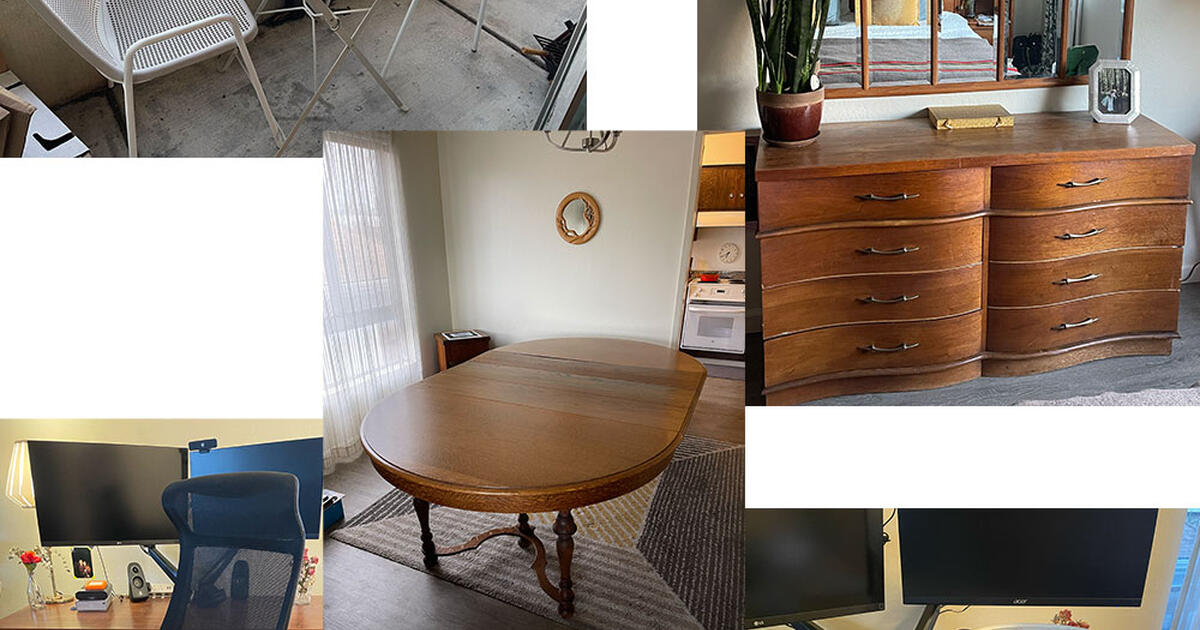 Priced to Sell! Moving Sale! Dining Table, MCM Mirror, MCM Dresser, lots of other great stuff