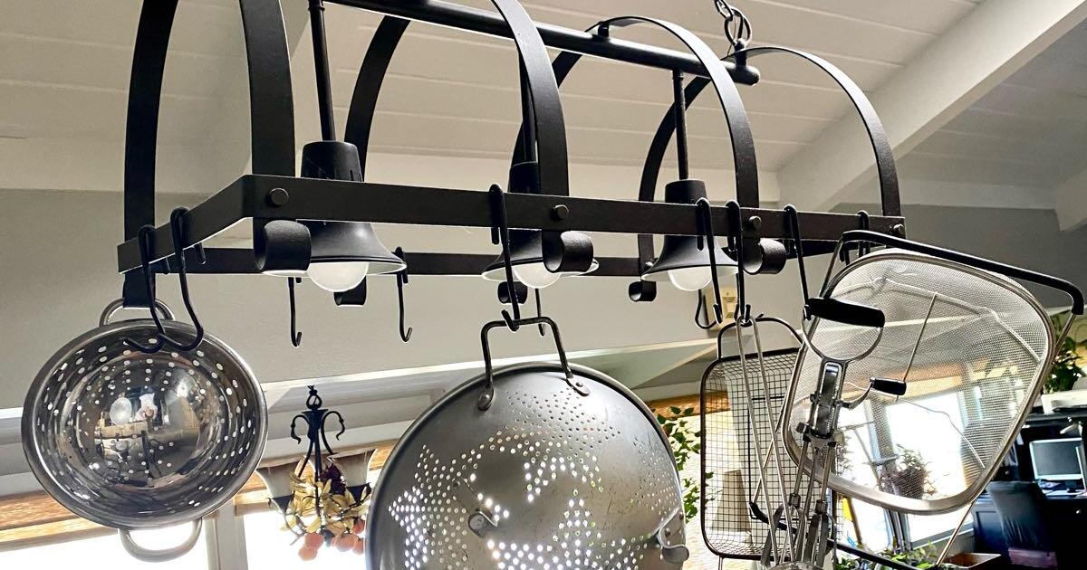 Wrought Iron, Heavy Duty, Hanging Pot Holder with Hooks for 55 in