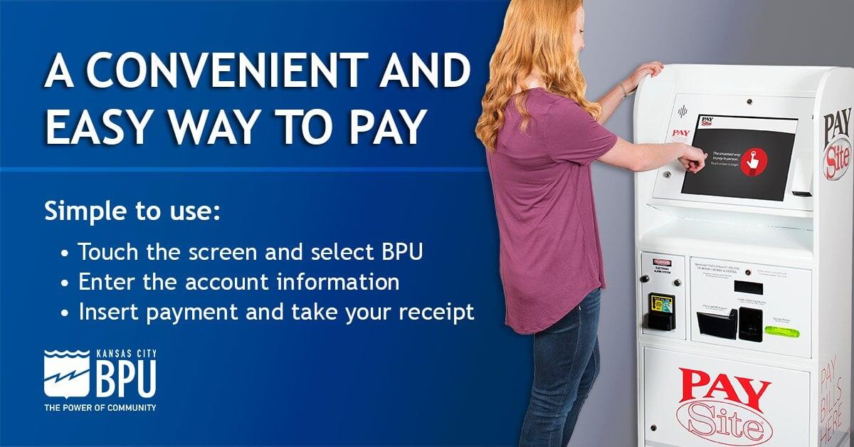 You can pay your utility bill using cash or check and get a receipt