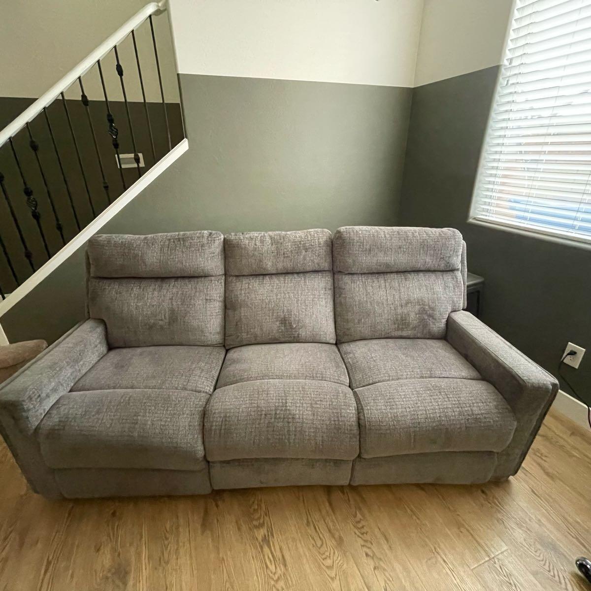 hewitt grey reclining sofa