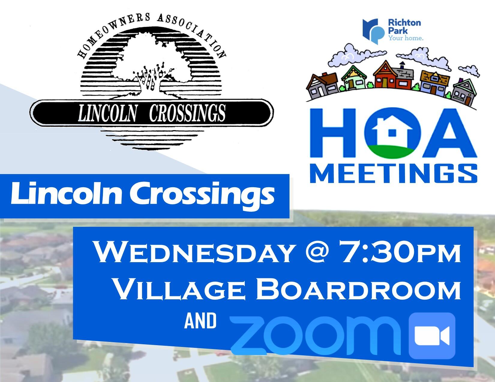 There's a Lincoln Crossings HOA Meeting tomorrow night, Nov. 9th 7