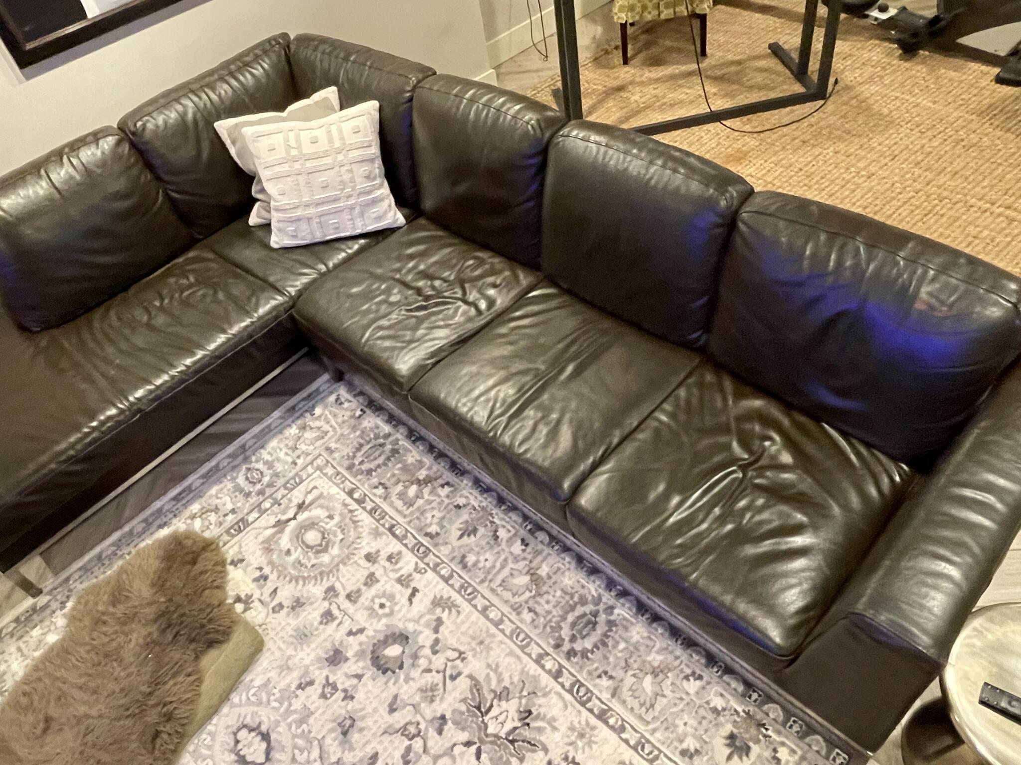 Kasala Brown Leather Sectional For Free