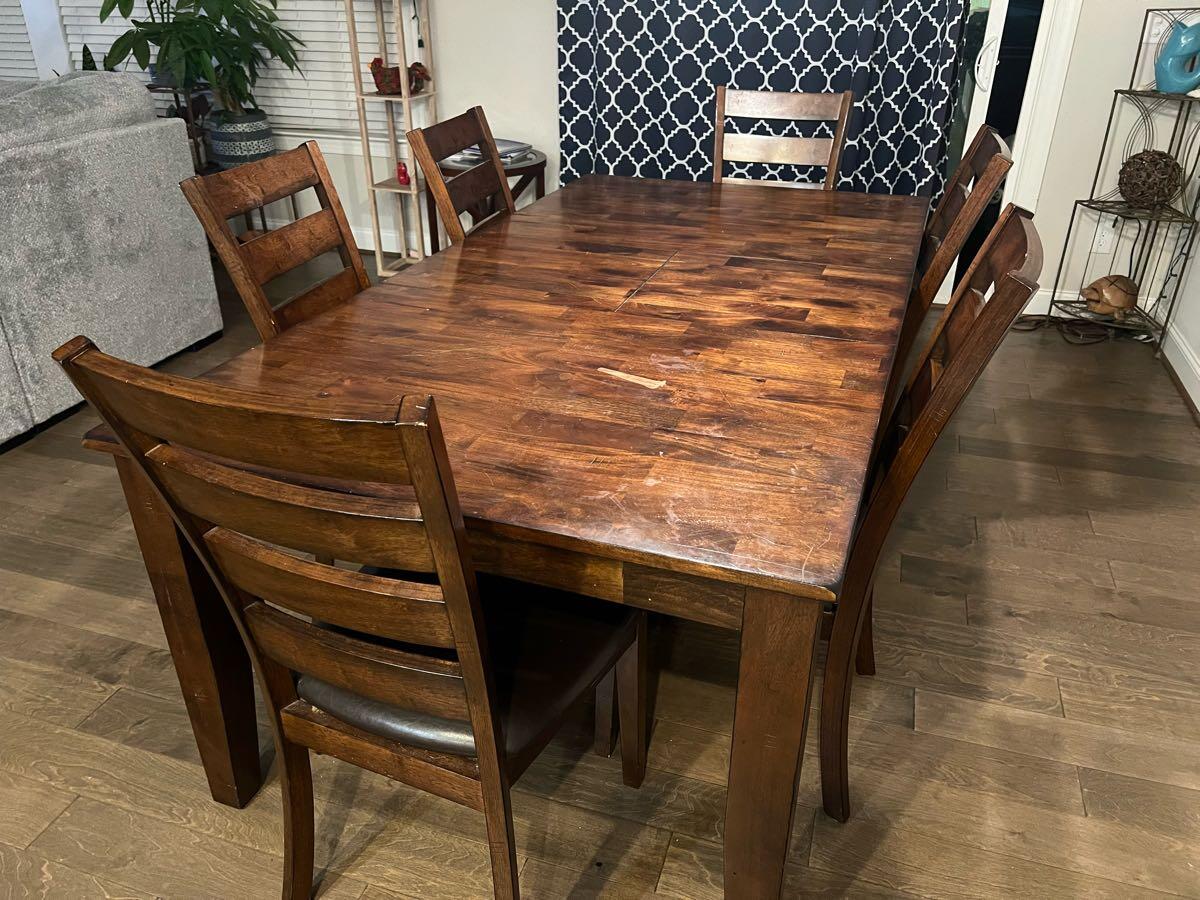 Wooden Dining Table with 6 Chairs