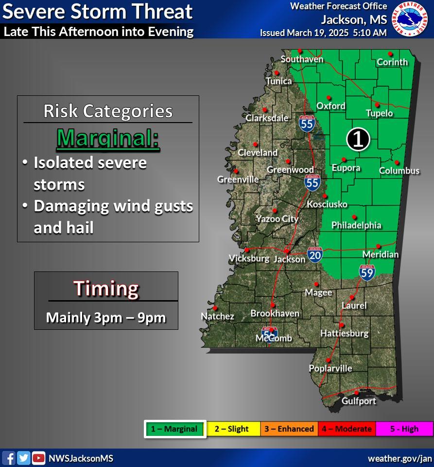 There is a marginal risk of severe storms and damaging wind gusts on ...