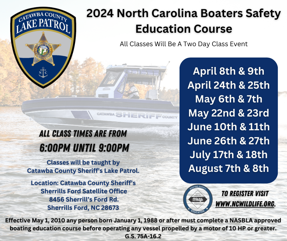 Boater Safety Education Courses (Catawba County Sheriff's Office Boater Safety Education Courses (Catawba County Sheriff's Office