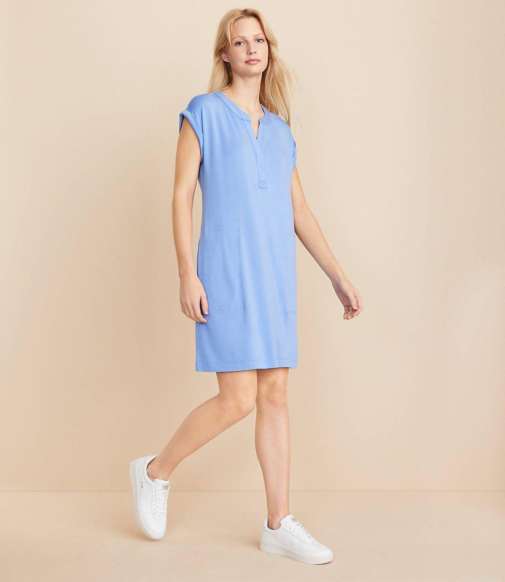 Lou & Grey Signaturesoft Henley Pocket Dress Color: Summer Sky Haze Size: XS For $12 In Irvine, CA