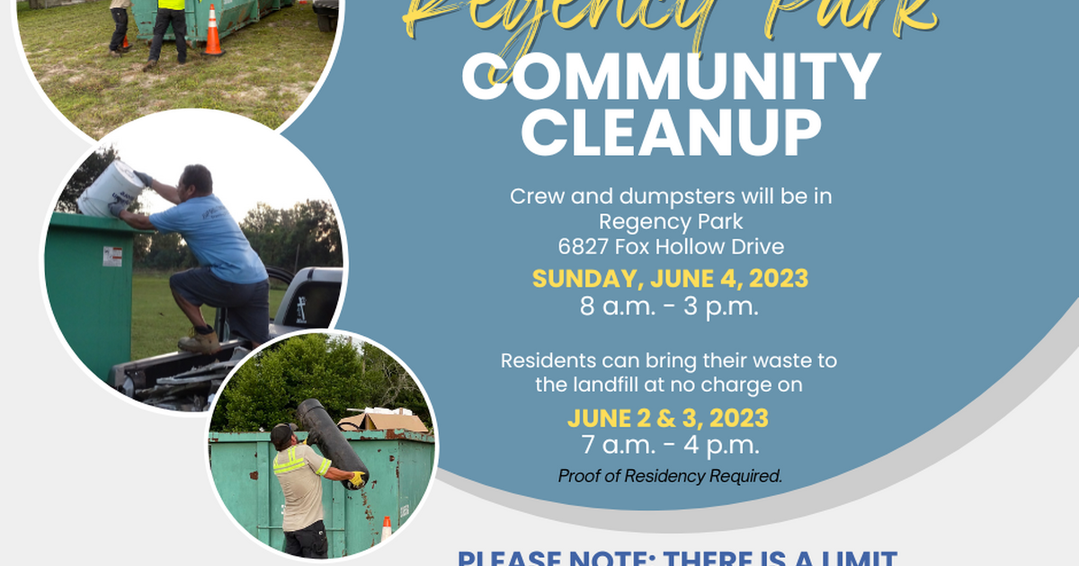 REGENCY PARK COMMUNITY CLEANUP! — Nextdoor