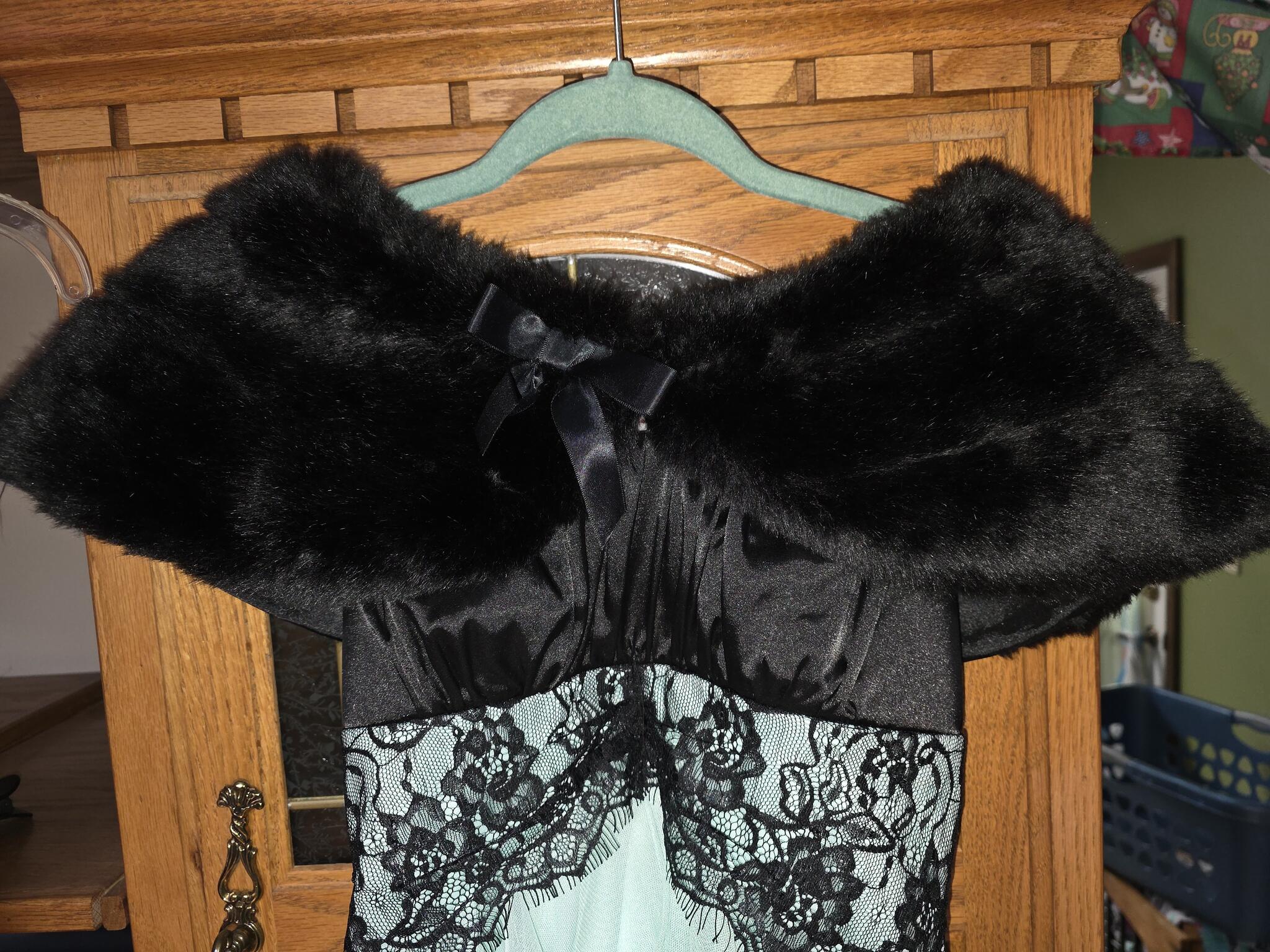 strapless open back dress Faux Fur Shawl Wrap Stoles for Brides main image 1