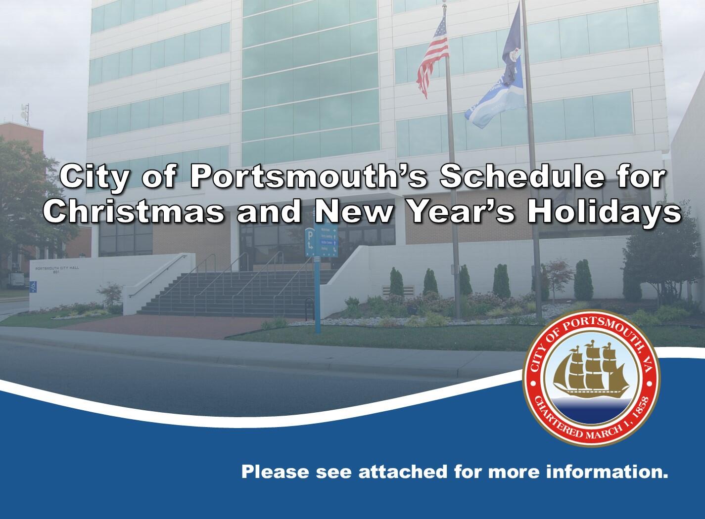 City of Portsmouth’s Schedule for Christmas 2022 and New Year’s 2023