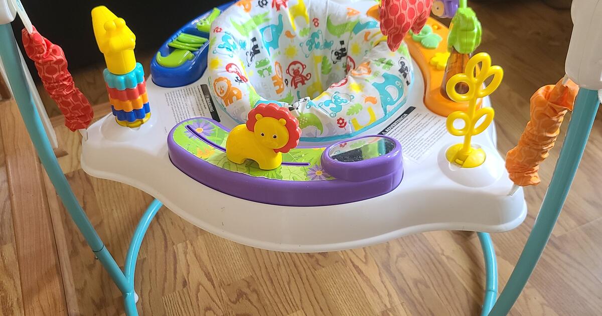 FisherPrice Colorful Light Up Comfy Animal Activity Baby Jumperoo