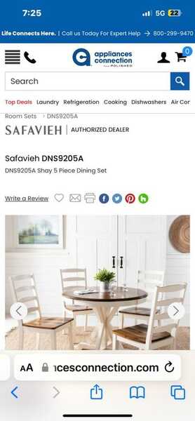 Safavieh Shay White Natural 5pc Dining Set For 355 In Forest