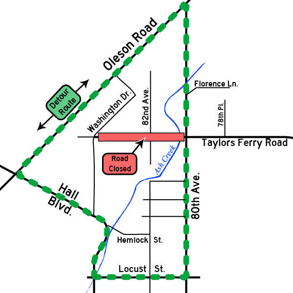UPDATE! Taylors Ferry Road closed through bridge replacement project (Washington County