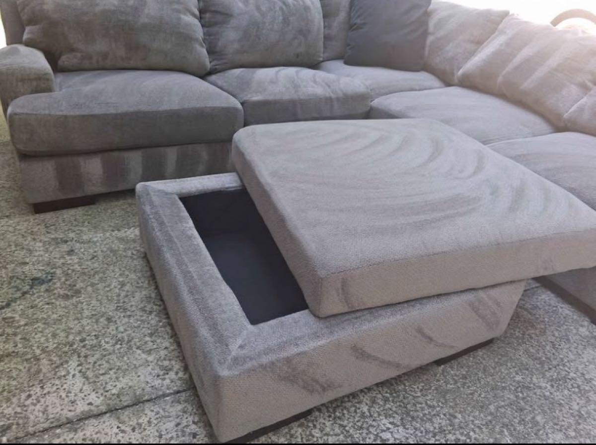 Gray Sectional Sofa with large  Storage Ottoman